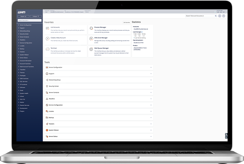 WHM Control Panel Interface